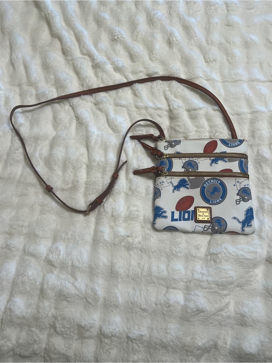 Dooney & Bourke Handbags - Dooney & Bourke White & Brown Detroit Lions Crossbody